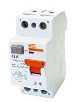Выключатель дифференциальный (УЗО) ВД1-63 2п 25А 100мА тип AC | код. SQ0203-0005 | TDM